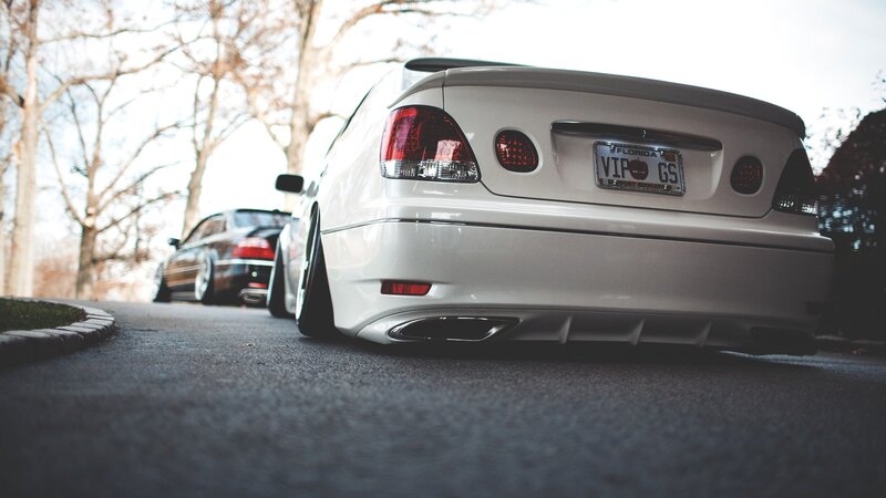 White Modified Sedan — Calm, Autumn