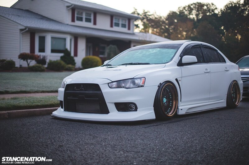 White Modified Sedan — Calm, Sunset, Photograph