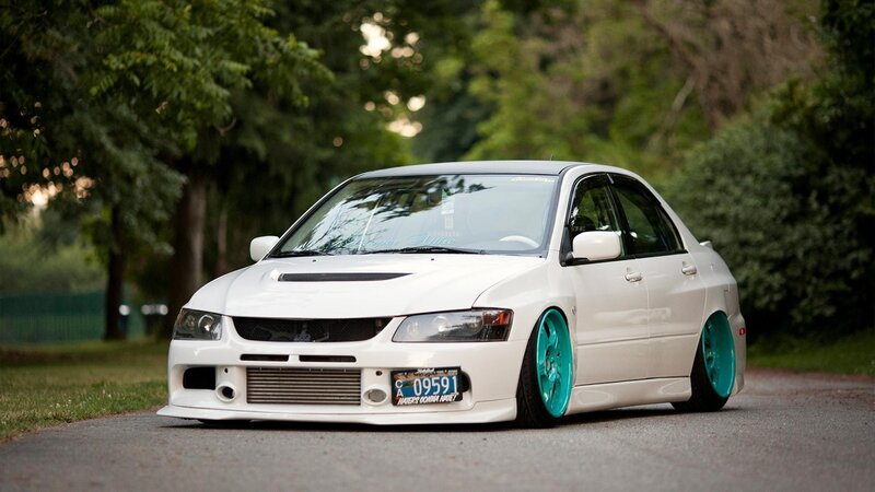 White Modified Sedan — Calm, Sunset, Photograph, Trees