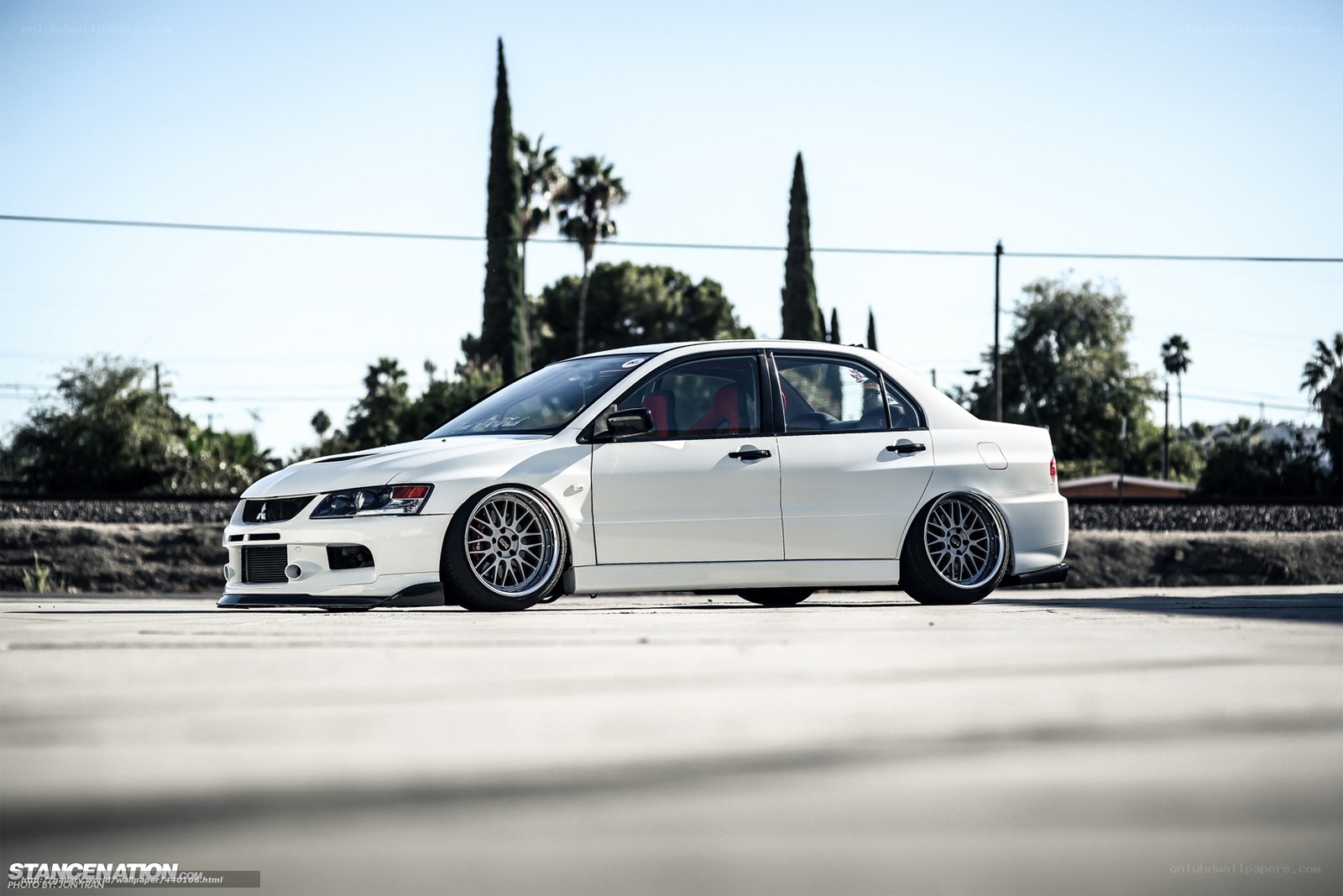 white modified sedan car