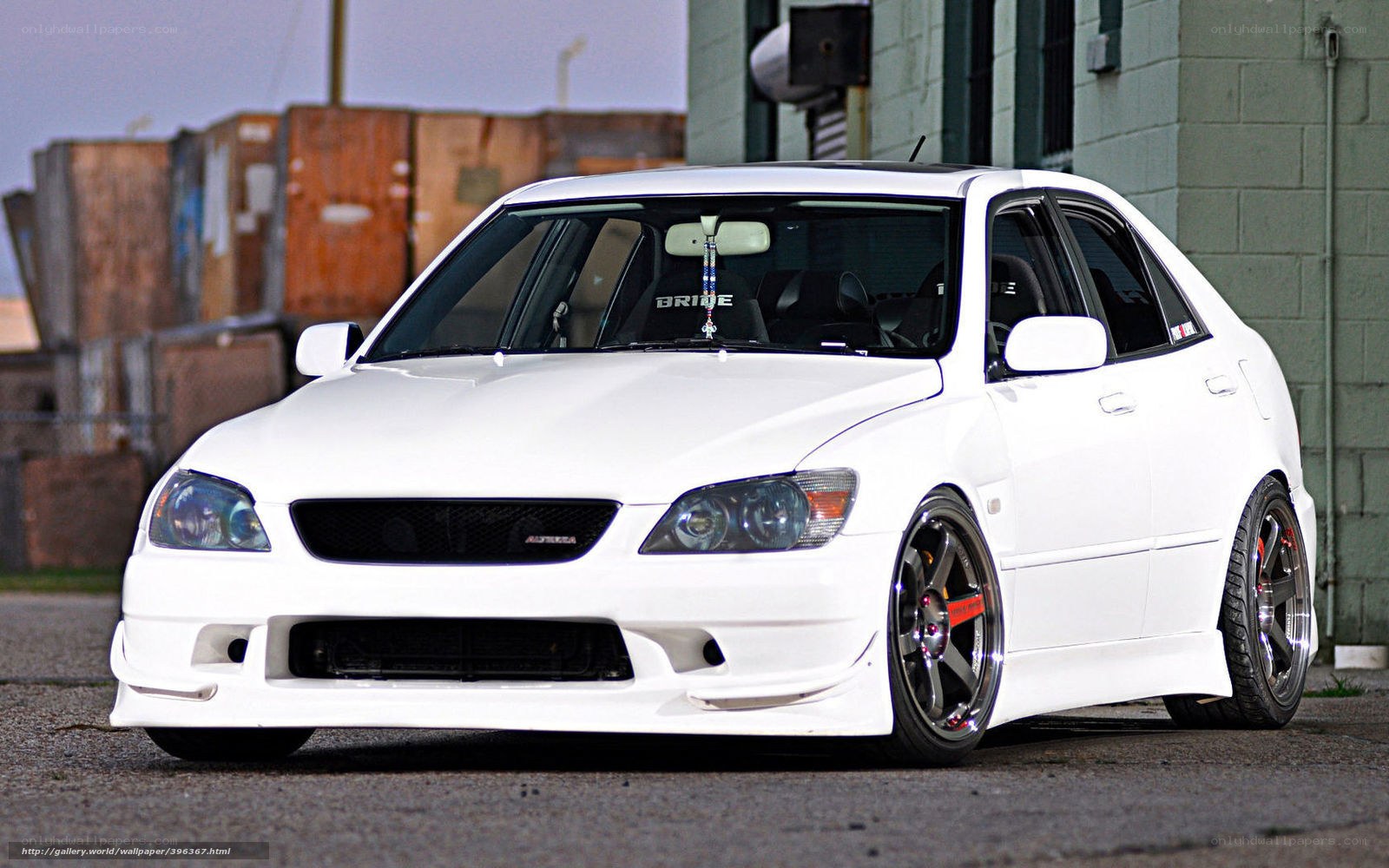 white modified sedan car