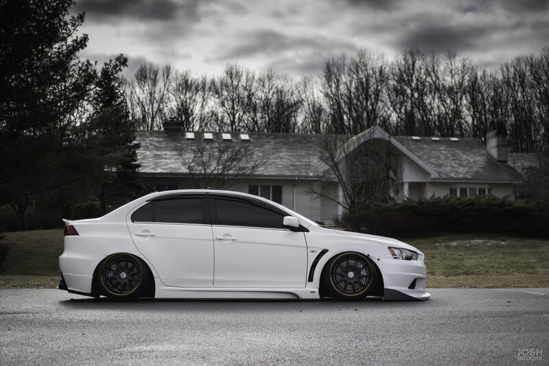 White Modified Sedan — Dramatic, Autumn