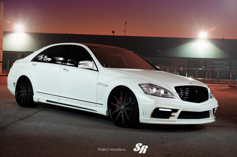 White Modified Sedan — Dramatic, Night, Photograph, Car, Building