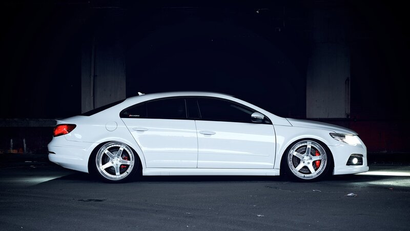 White Modified Sedan — Dramatic, Night, Photograph, Car, Wheels