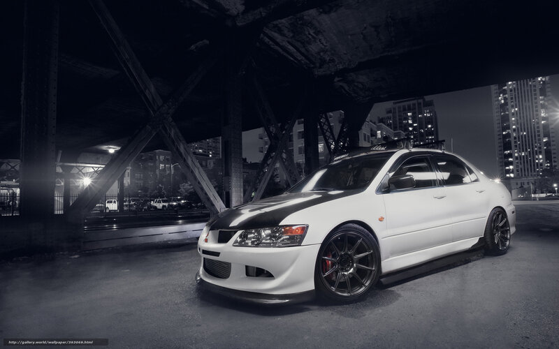 White Modified Sedan — Dramatic, Night, Photograph