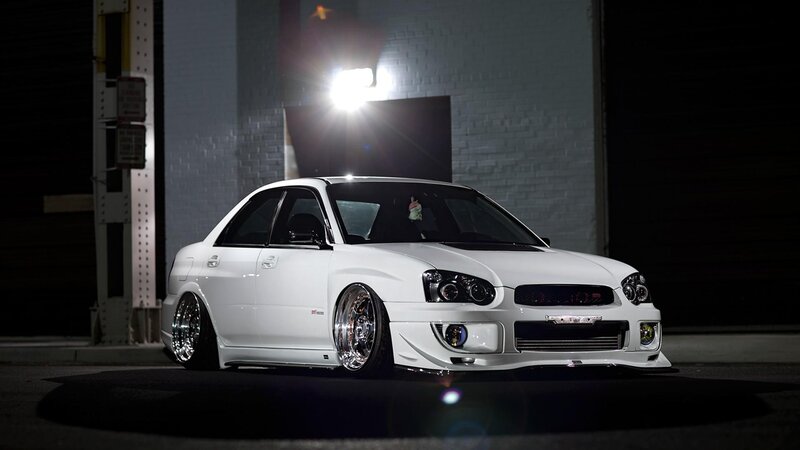 White Modified Sedan — Dramatic, Night
