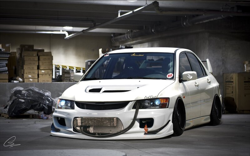 White Modified Sedan — Dramatic, Photograph, Car