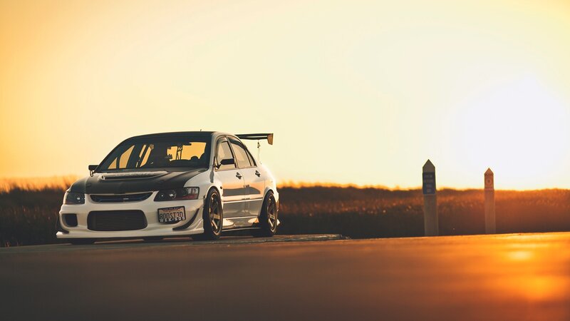 White Modified Sedan — Orange