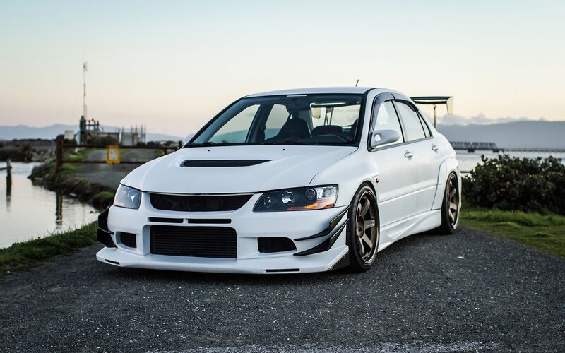 White Modified Sedan — Serene, Sunset, Photograph