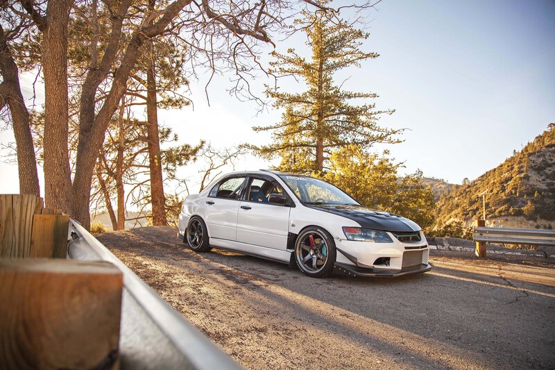 White Modified Sedan — Serene, Sunset