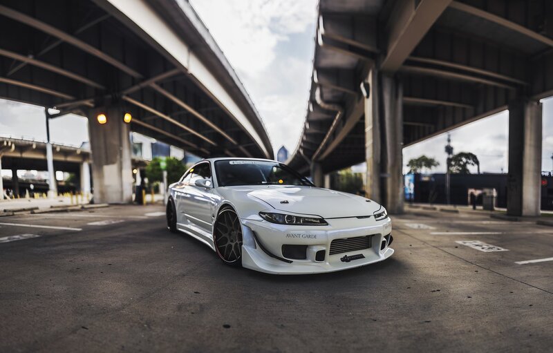White Modified Sports Car — Dramatic, Afternoon