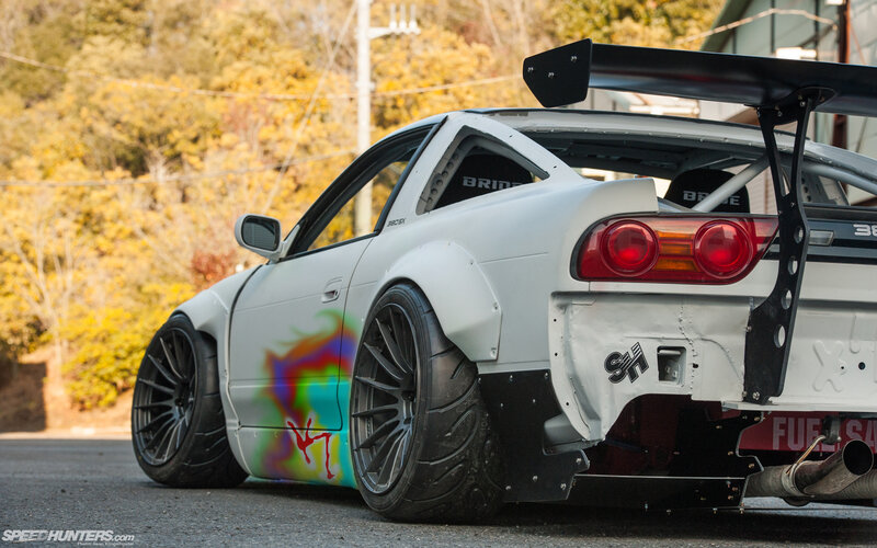 White Modified Sports Car — Dramatic, Autumn