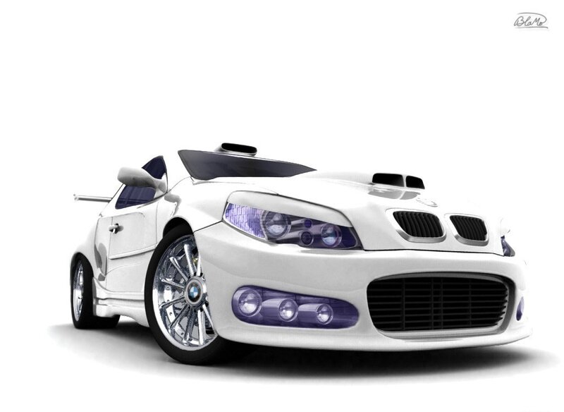 White Modified Sports Car — Dramatic, Digital Art, Wheels