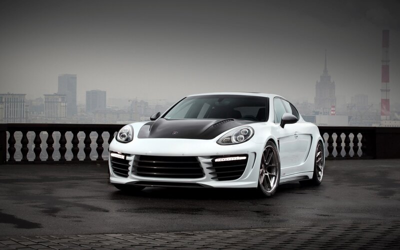 White Modified Sports Car — Dramatic, Morning