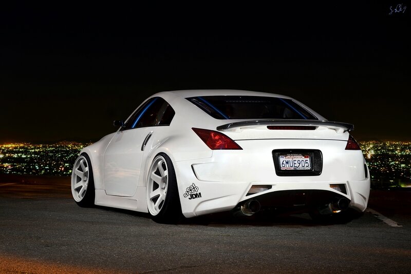 White Modified Sports Car — Dramatic, Night
