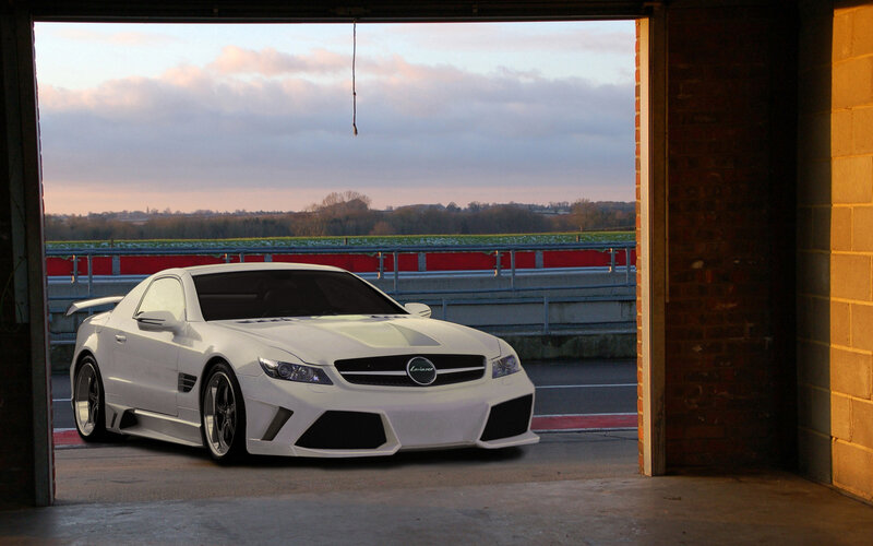 White Modified Sports Car — Dramatic, Sunset