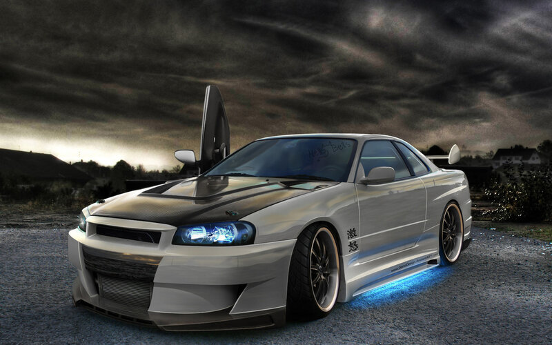 White Modified Sports Car — Gray