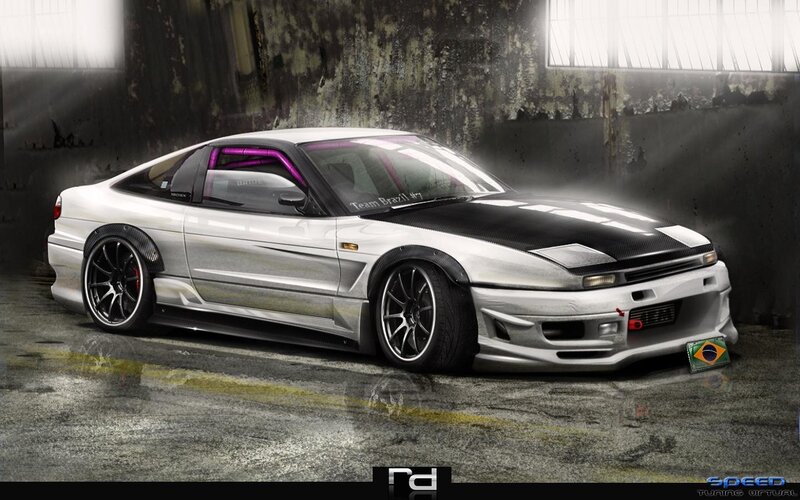 White Modified Sports Car — Silver, Dramatic