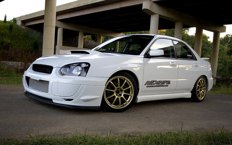 white modified subaru wrx