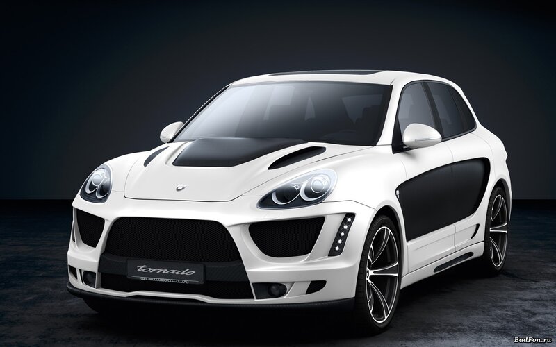 White Modified SUV — Dramatic, Photograph, Car, Hood Vents