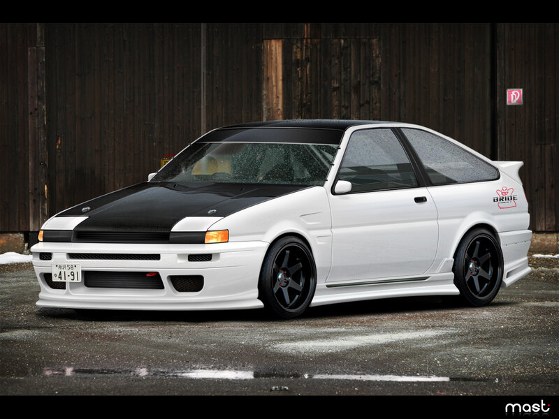 white modified toyota ae86
