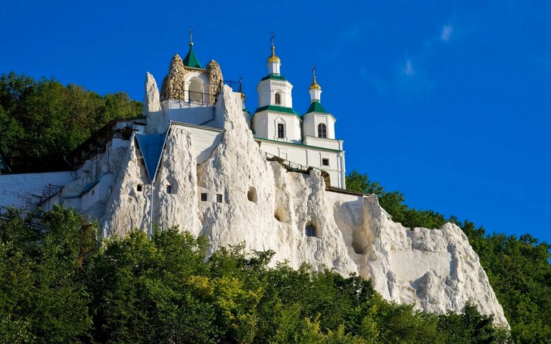 White Monastery on Cliff — Serene