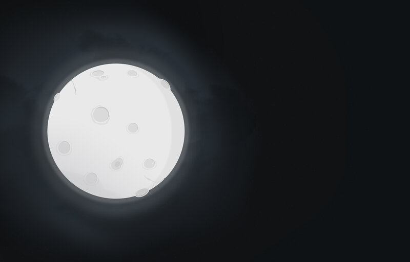 White Moon in Dark Sky