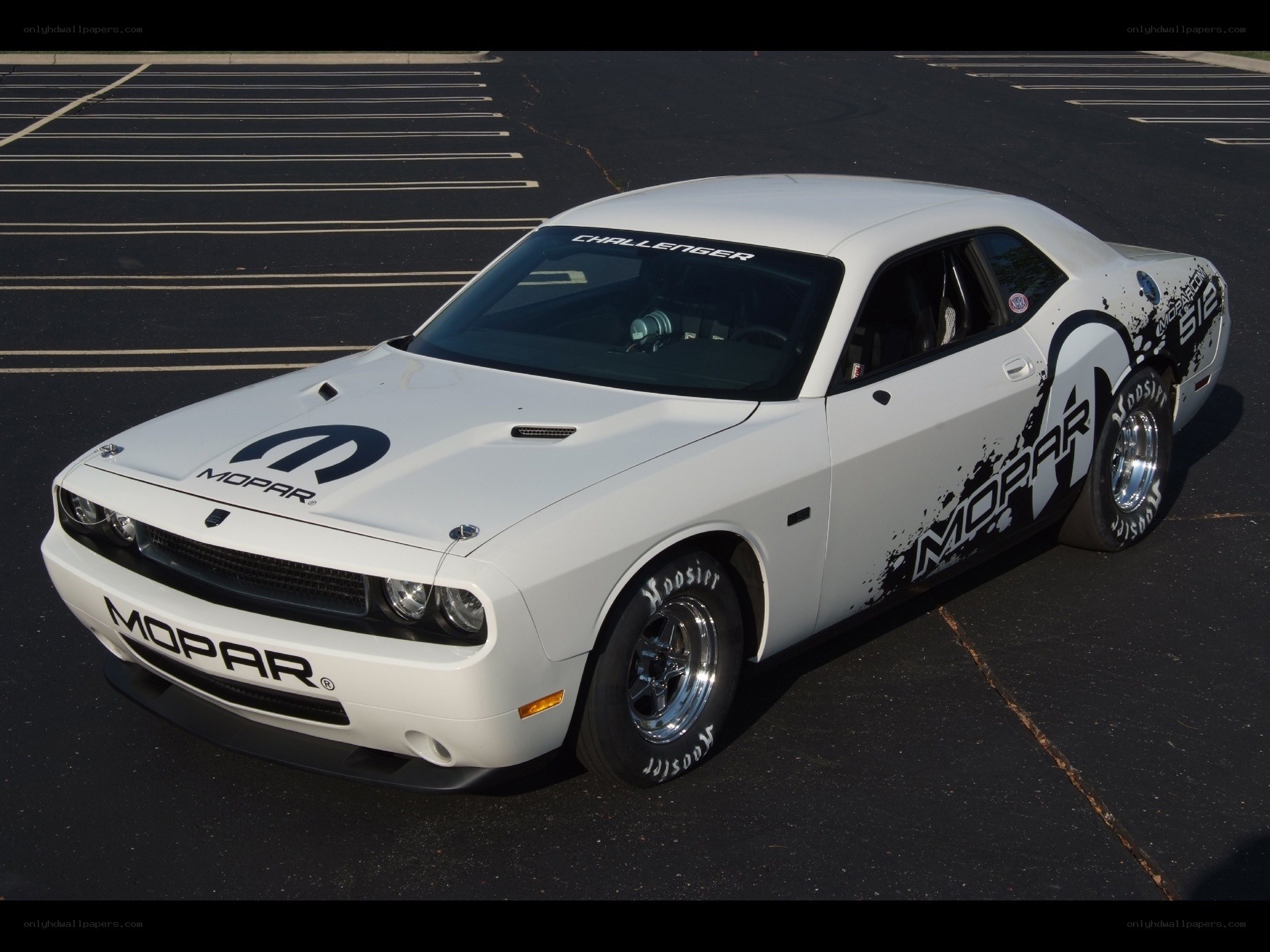 White Mopar Challenger race car