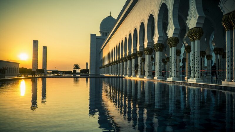White Mosque at Sunset — Gold