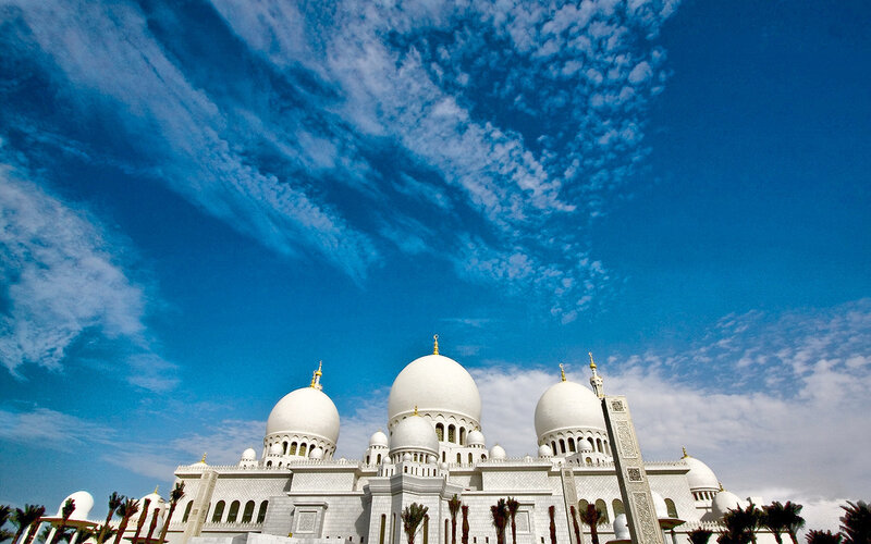 White Mosque under blue sky