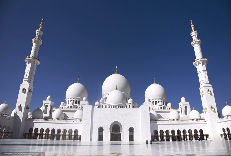 White Mosque with Domes and Minarets