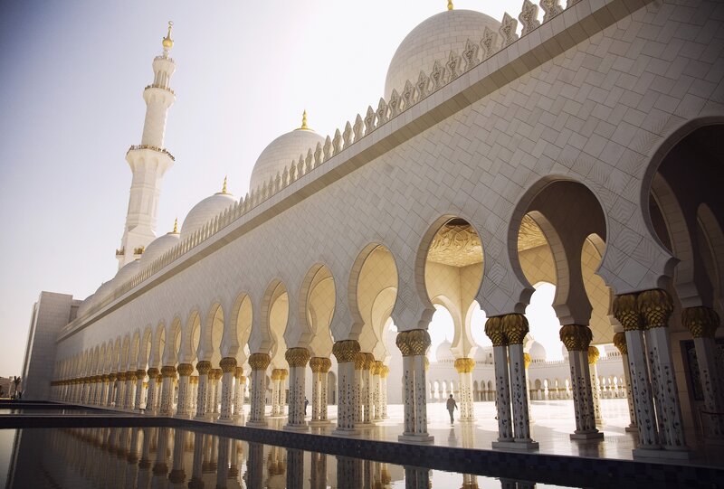 White Mosque with domes and minarets