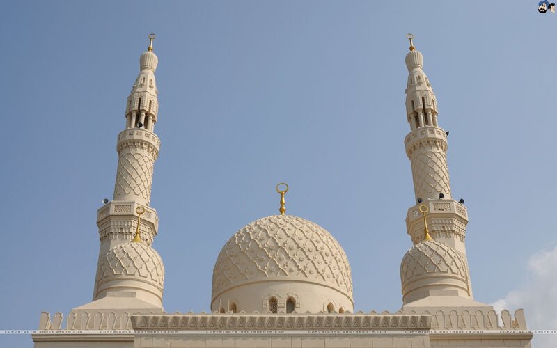 White Mosque with Domes — Serene, Afternoon, Photograph, Dome, Minarets