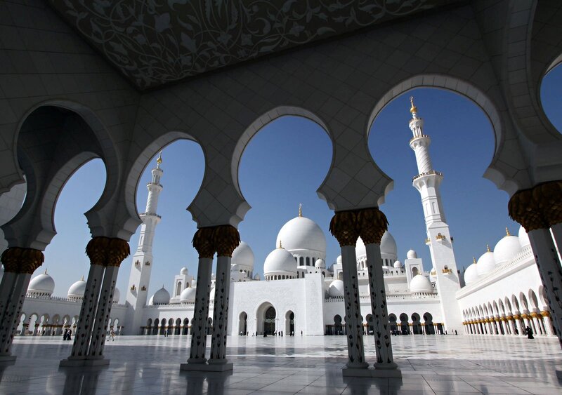 White Mosque with Domes — Serene, Afternoon