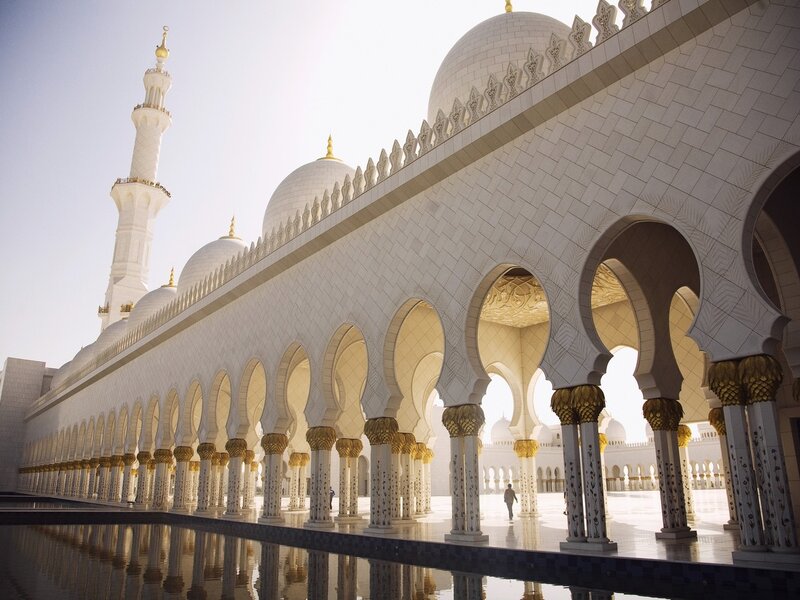 White Mosque with Domes — Serene, Morning
