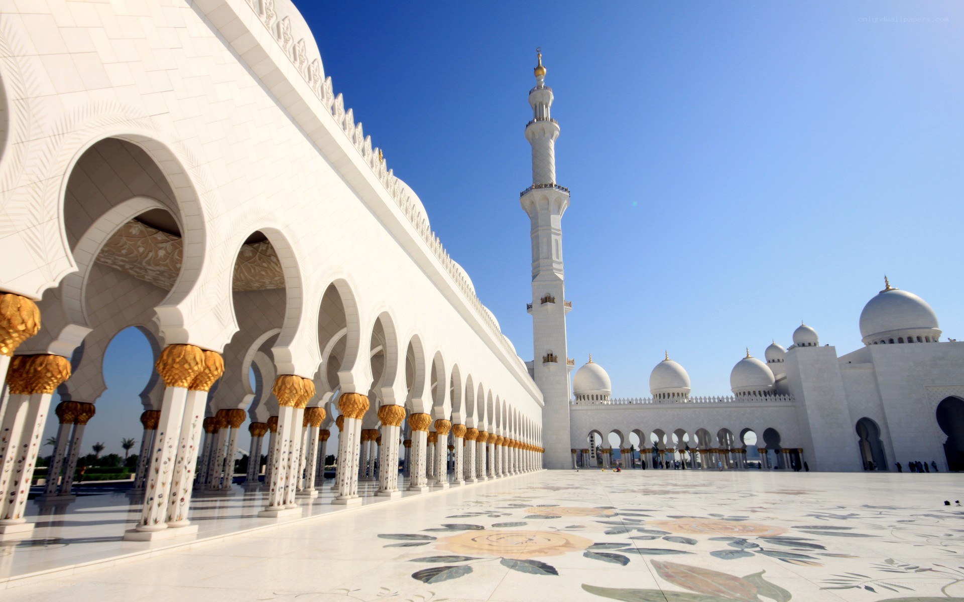White Mosque with Golden Arches