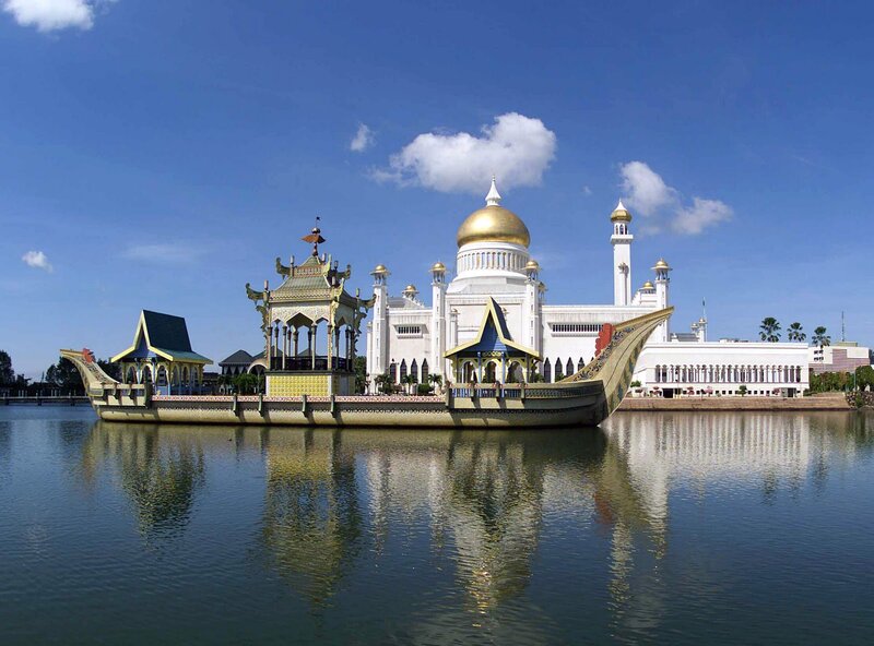 White Mosque with Golden Dome — Blue