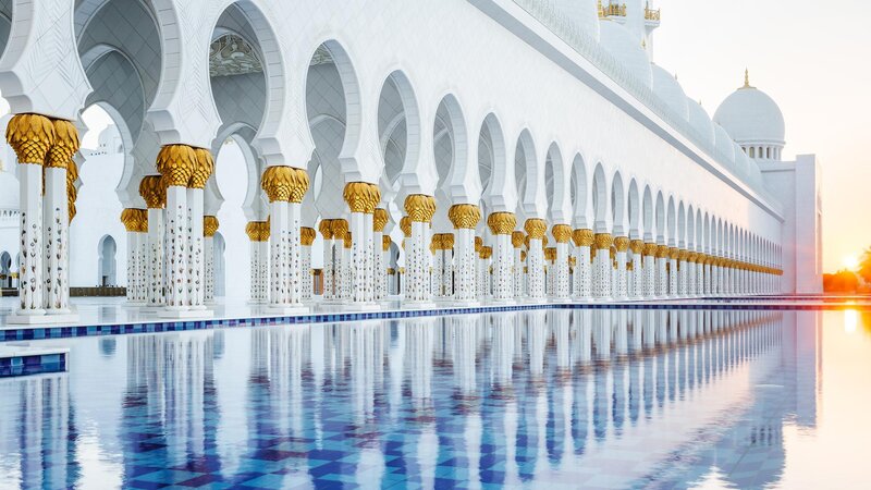 White Mosque with Golden Pillars