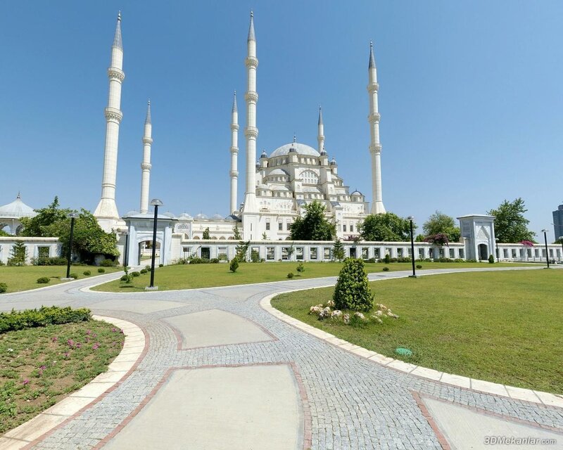 White mosque with minarets