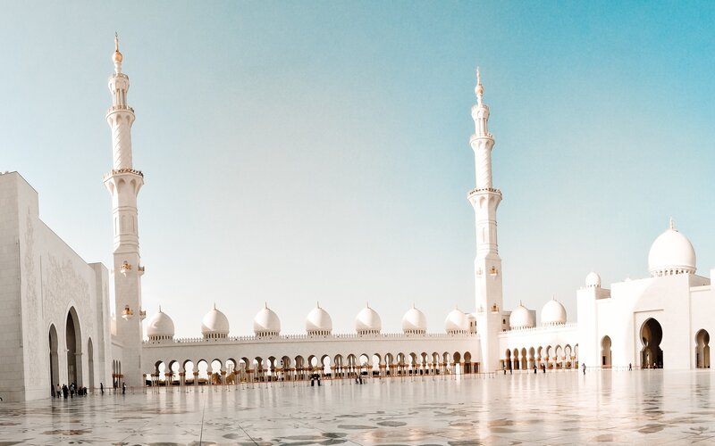 White mosque with minarets
