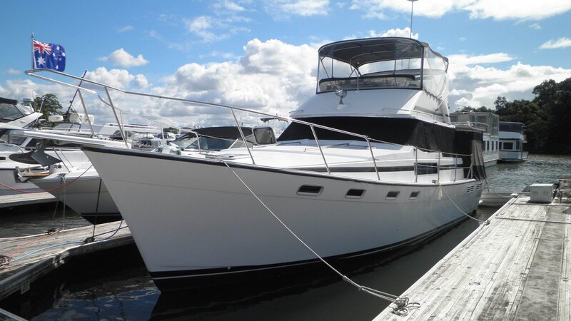 White Motor Yacht — Calm, Afternoon, Photograph, Flag