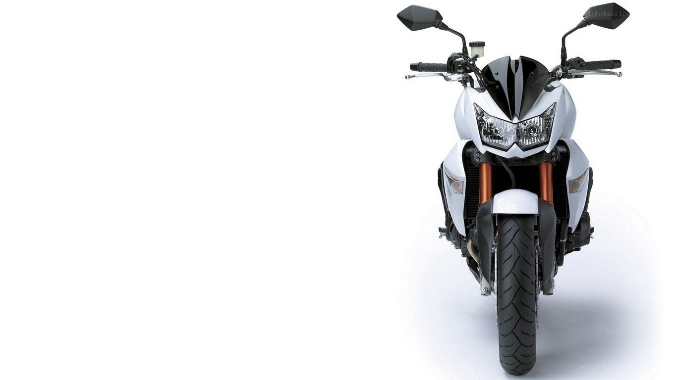 white motorcycle front view