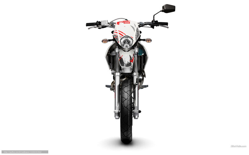 White Motorcycle Front View — Neutral, Photograph, Handlebars