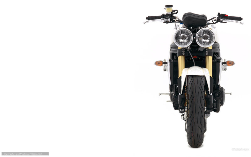White Motorcycle Front View — Neutral, Photograph, Headlights