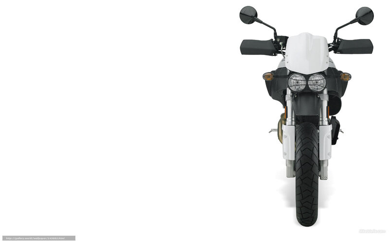White Motorcycle Front View — Neutral, Photograph