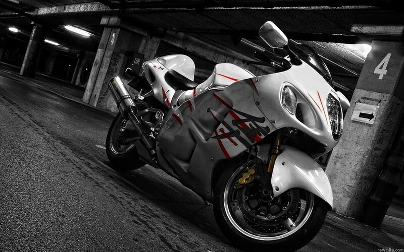 white motorcycle in parking garage