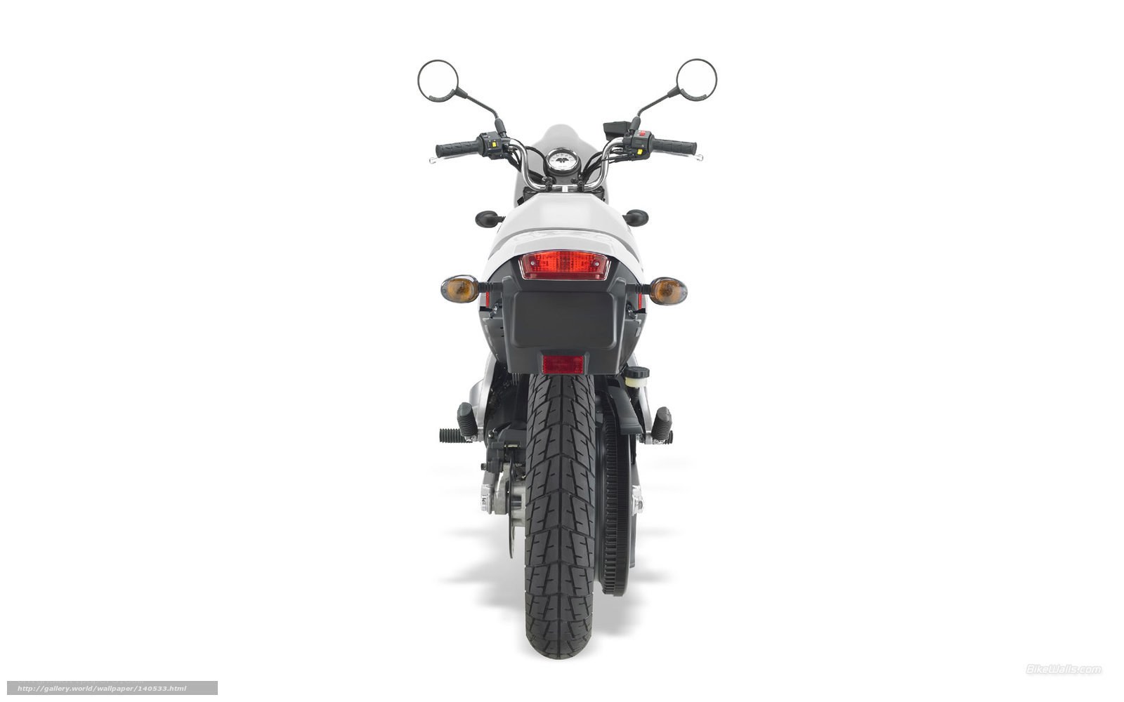 white motorcycle rear view