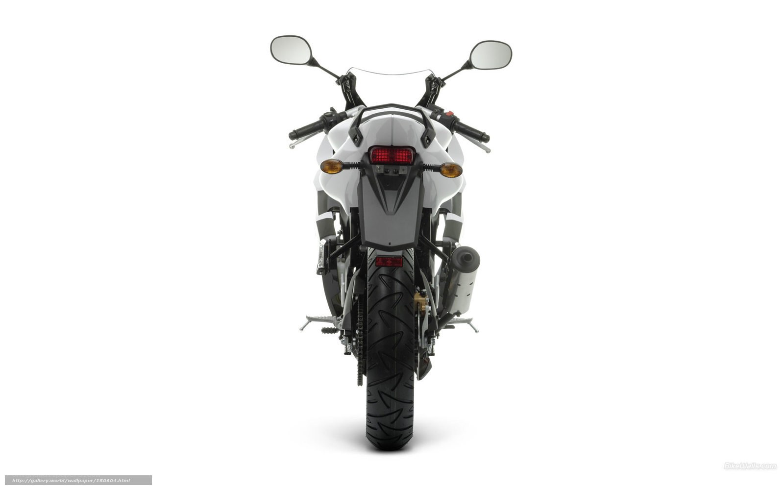 white motorcycle rear view
