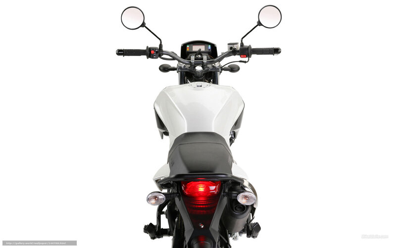 White Motorcycle Rear View — Neutral, Photograph