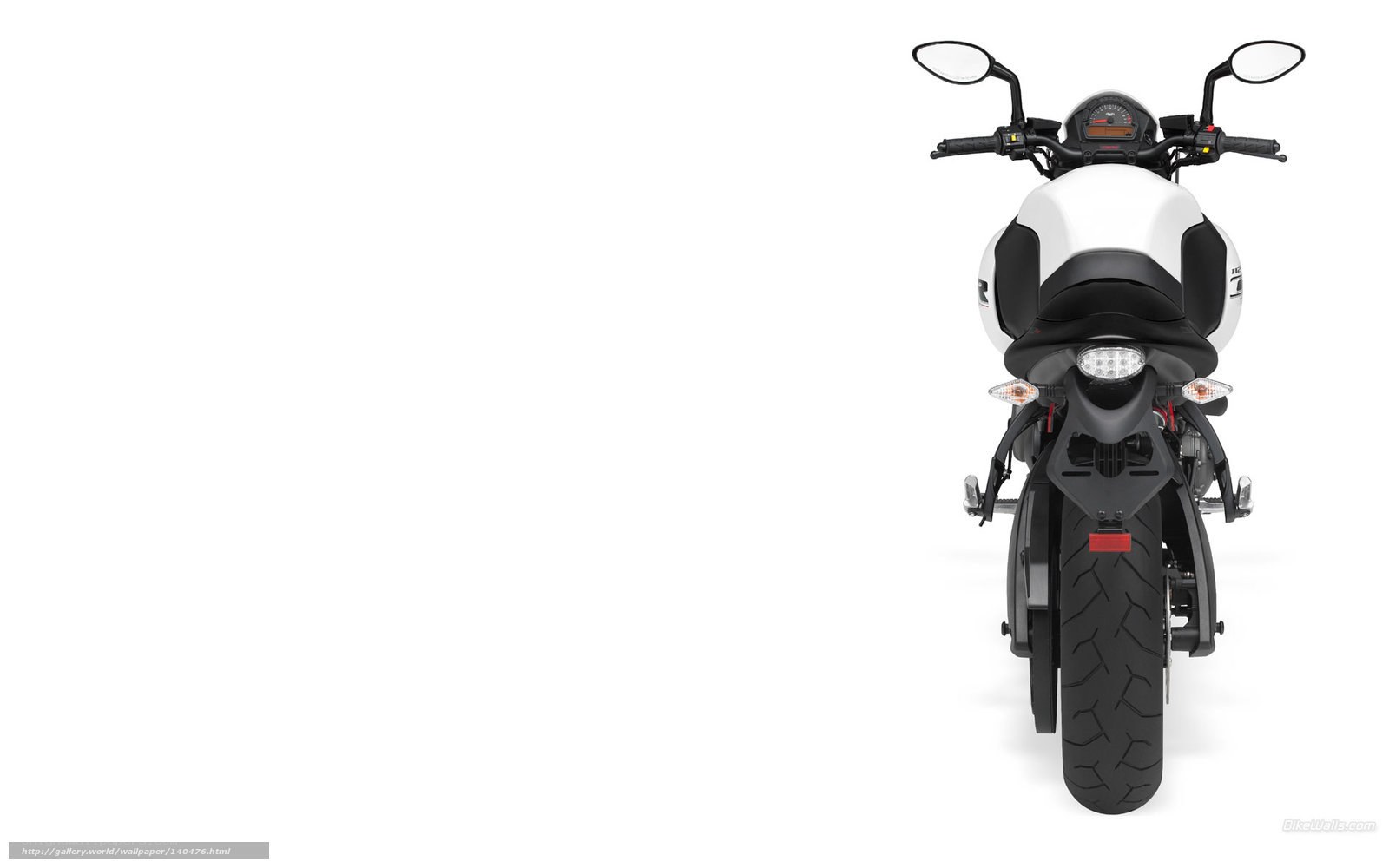 white motorcycle rear view